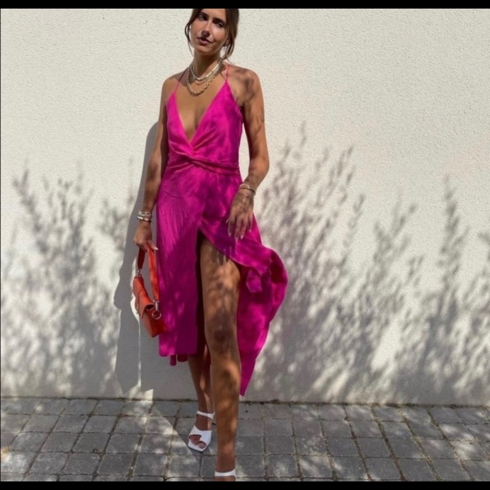 NWT Zara Hot Pink Midi Dress